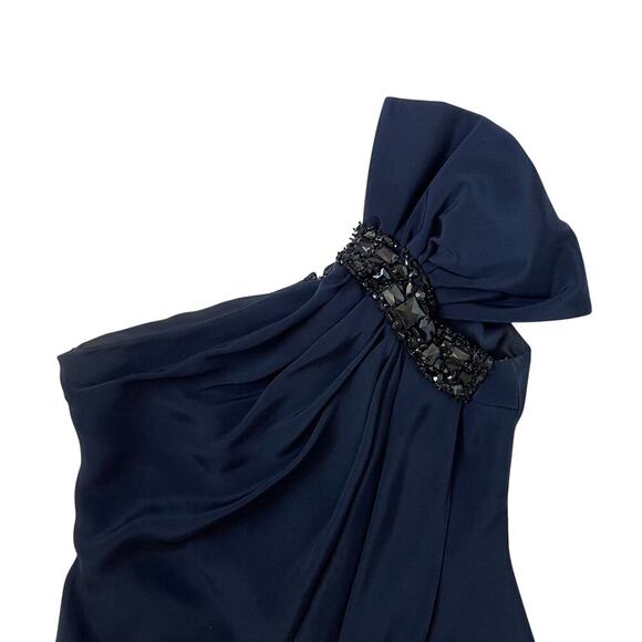 Marchesa One Shoulder Dress - Bow & Jewel Detail - Blue - Statement - Size 2 - Picture 4 of 7